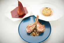 將圖片載入圖庫檢視器 Menu 09 #蟹肉餅配薯蓉 #法式羊架 #紅酒燴啤梨