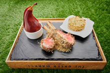 將圖片載入圖庫檢視器 Menu 09 #蟹肉餅配薯蓉 #法式羊架 #紅酒燴啤梨